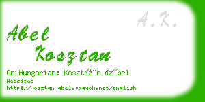 abel kosztan business card